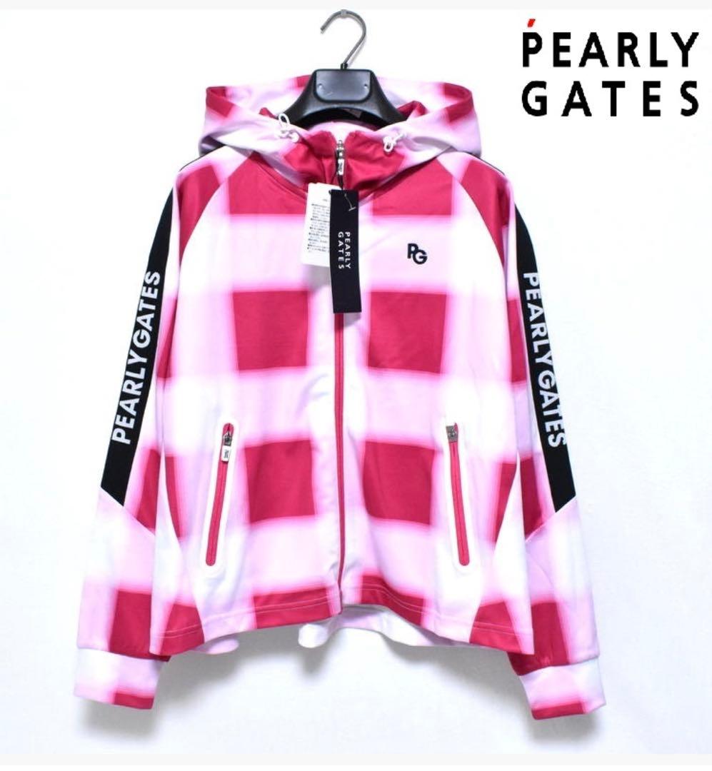 パーリーゲイツ チェック ジップパーカー ピンク×白 サイズ0 TSI正規品
