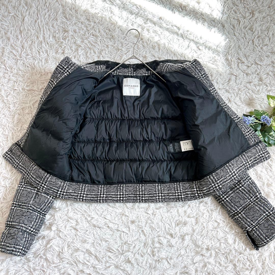 美品⁂エルマンノフィレンツェ⁂ショートコート グレンチェック レース