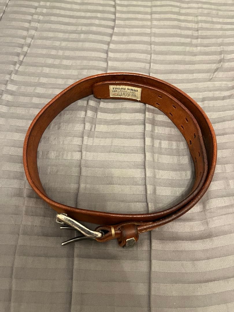 VINTAGE WORKS AVIREX レザーベルト アヴィレックス ×ヴィンテージワークス Wネーム Cバックル／ AVIREX