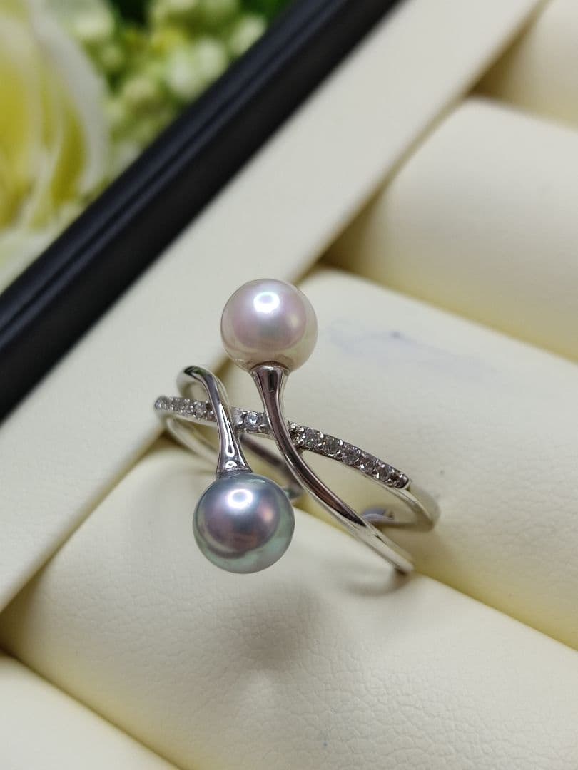 美品✨ 本真珠 あこや 真多麻 ナチュラルブルー S925 フリーサイズ