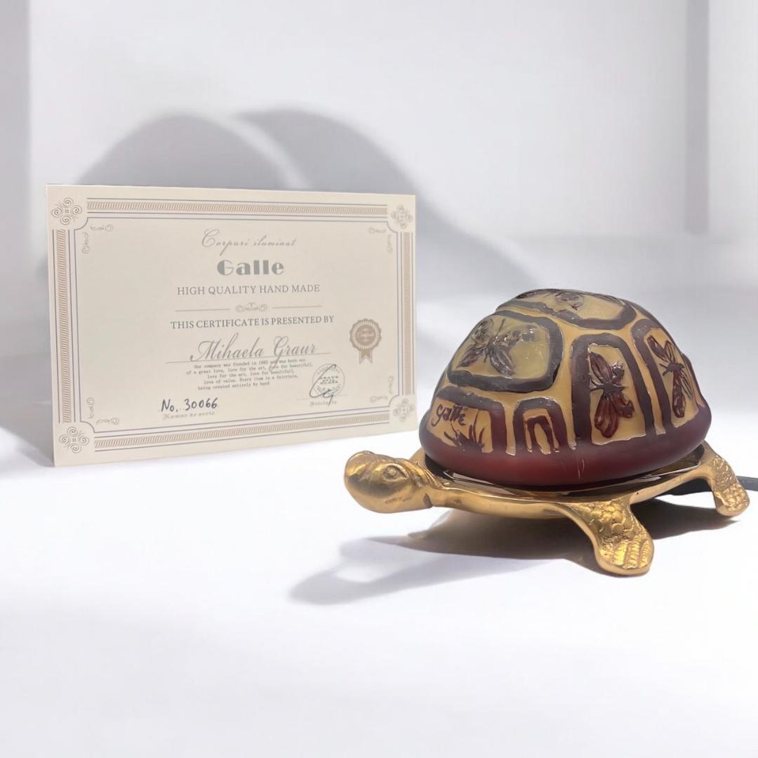 ◇証明書付◇Emile Galleエミールガレ 亀 卓上ランプ カメオ彫り