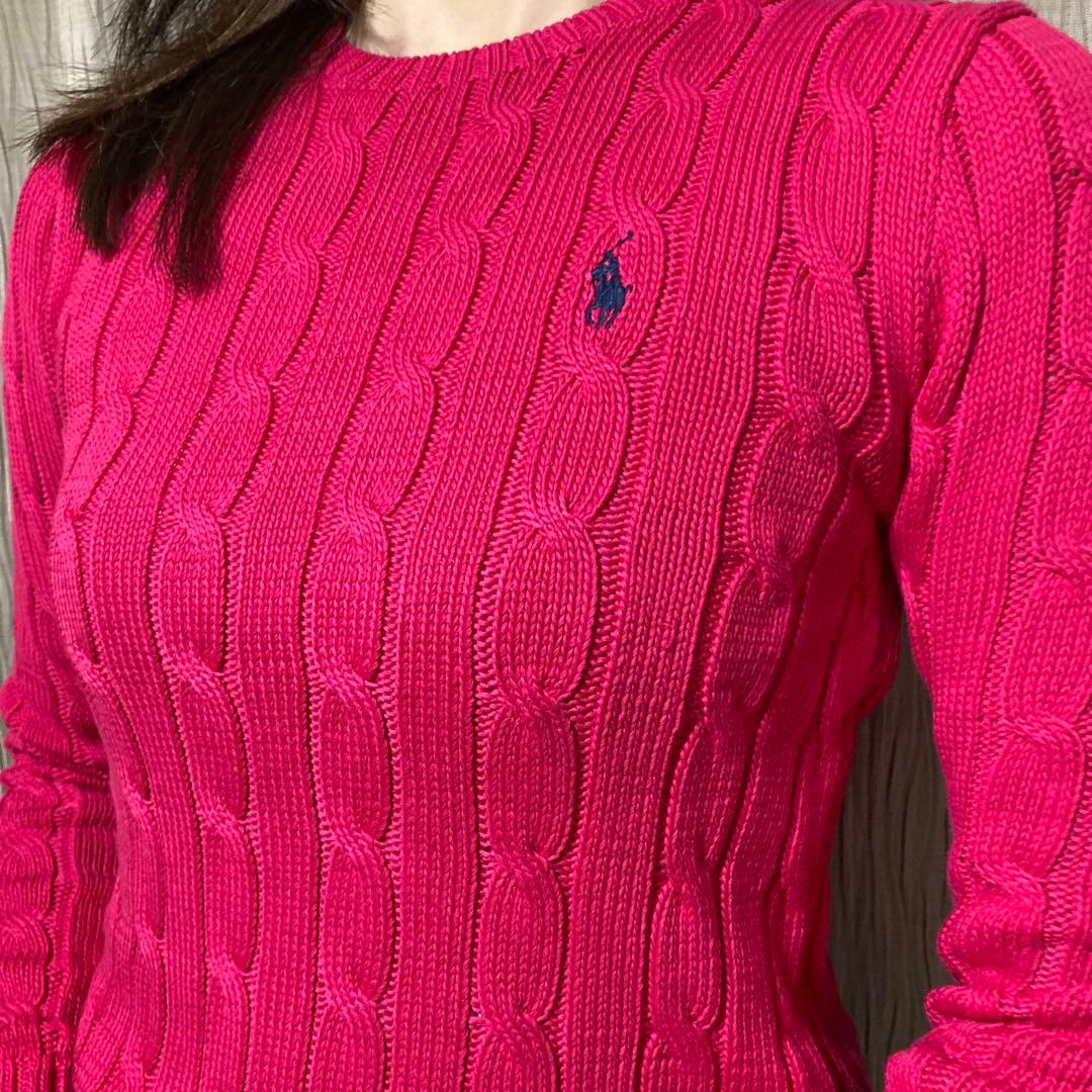 新品タグ付き✨ ポロラルフローレン ピンク ケーブルニット - メルカリ