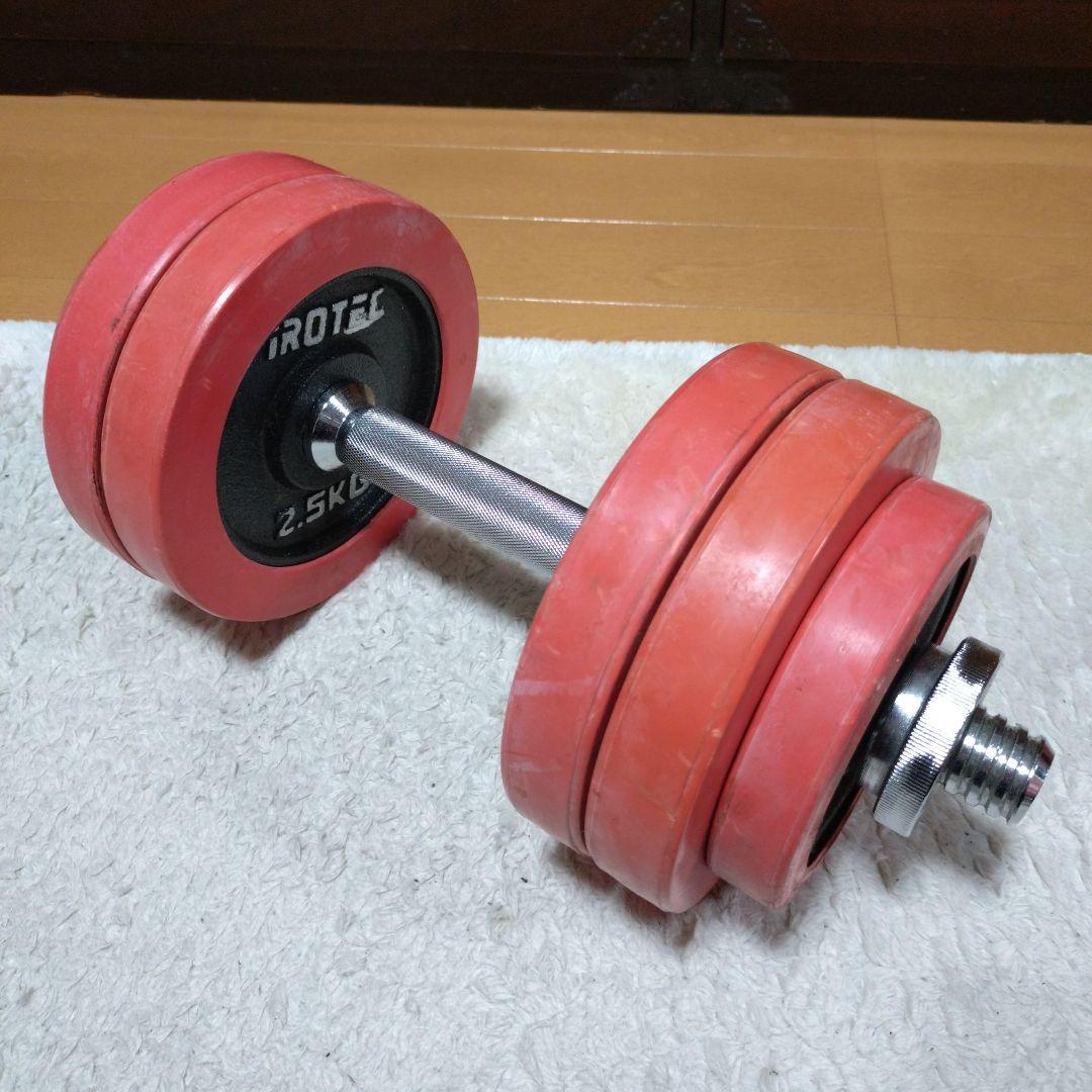 ①アイロテック【IROTEC】ラバー付きダンベル ダンベルプレート15kg筋