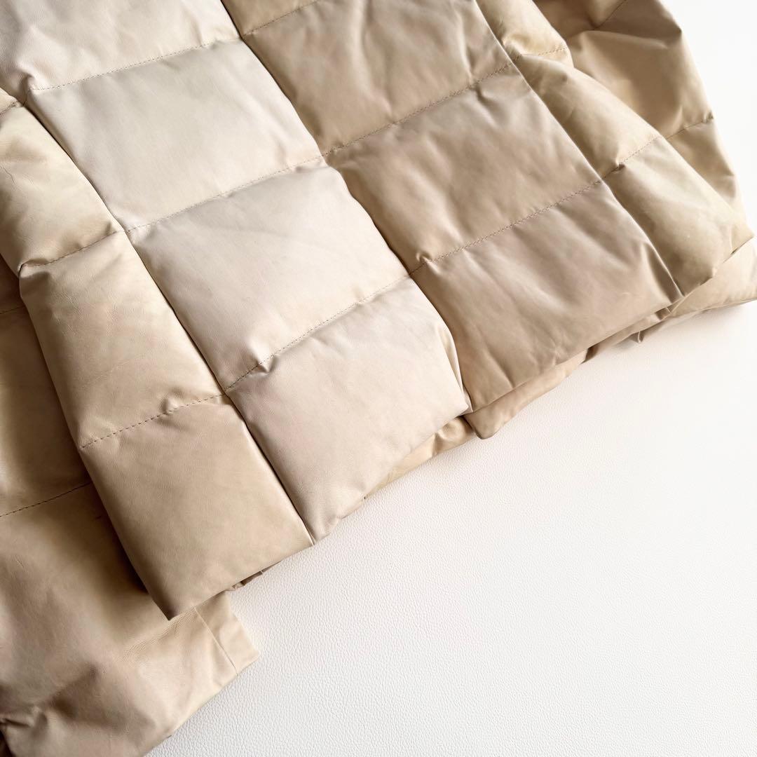 45R 45rpm 馬皮革 ダウン入りジャッケット クリーム カシミヤ付け襟