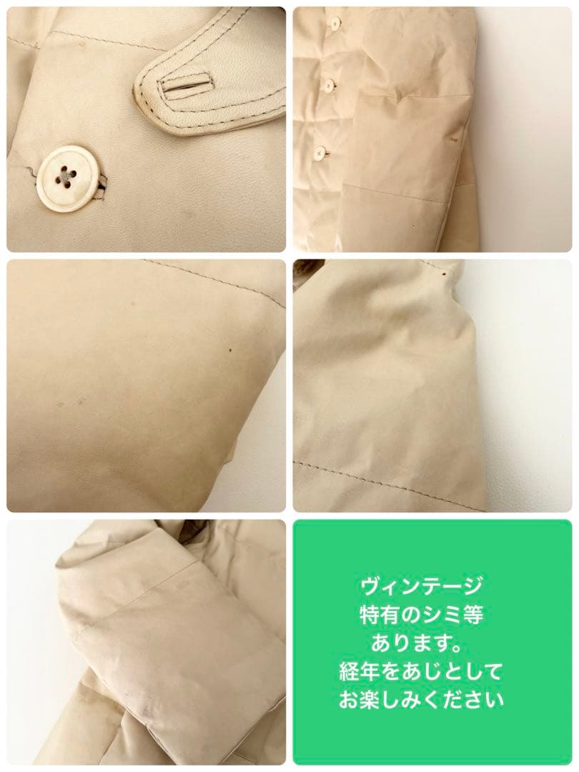 45R 45rpm 馬皮革 ダウン入りジャッケット クリーム カシミヤ付け襟