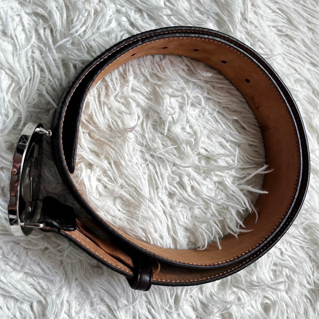 美品 グッチ シマ インターロッキングG ベルト 114984 95/38 茶 - メルカリ