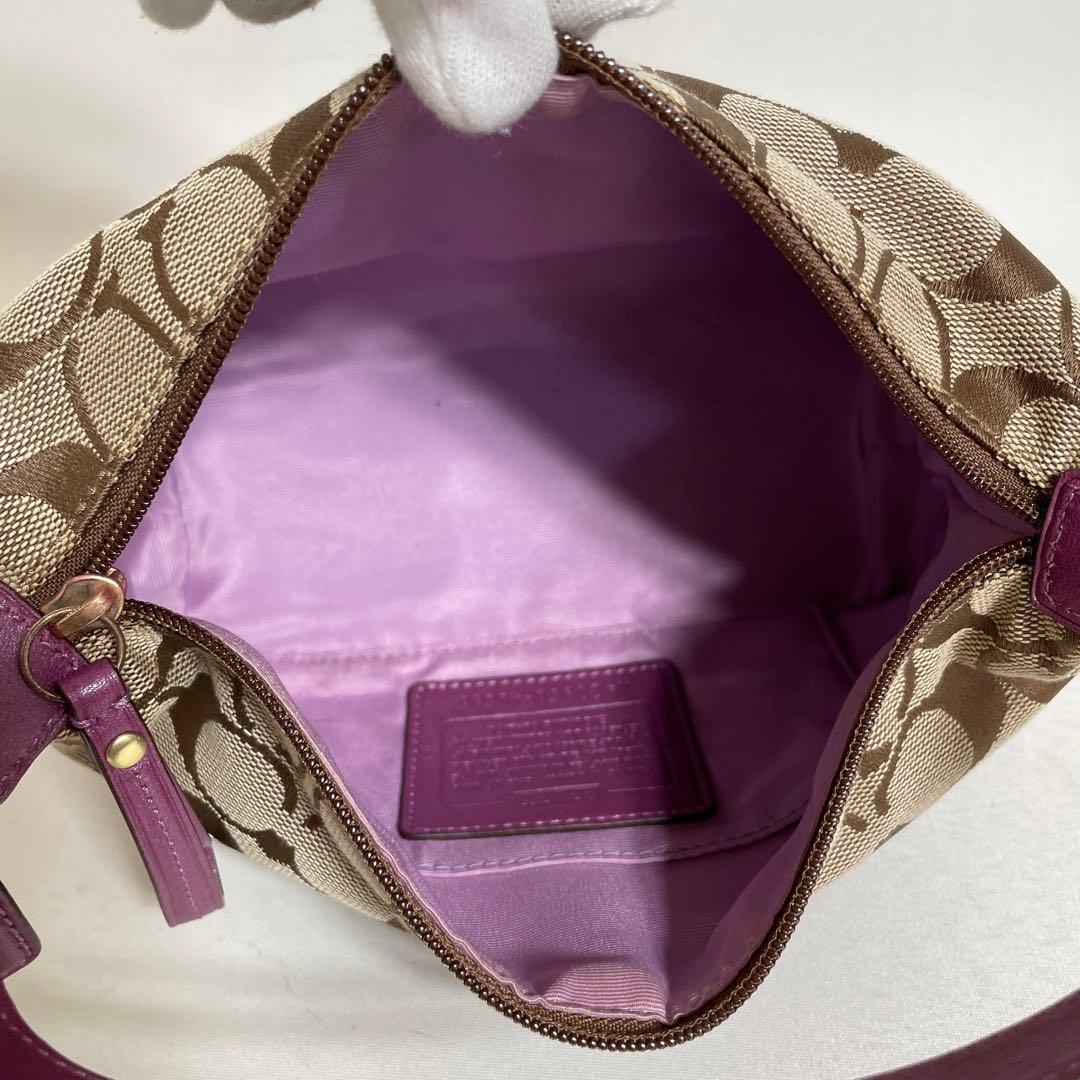 2512-112｜美品｜コーチ シグネチャー マルチポーチ パープル - メルカリ
