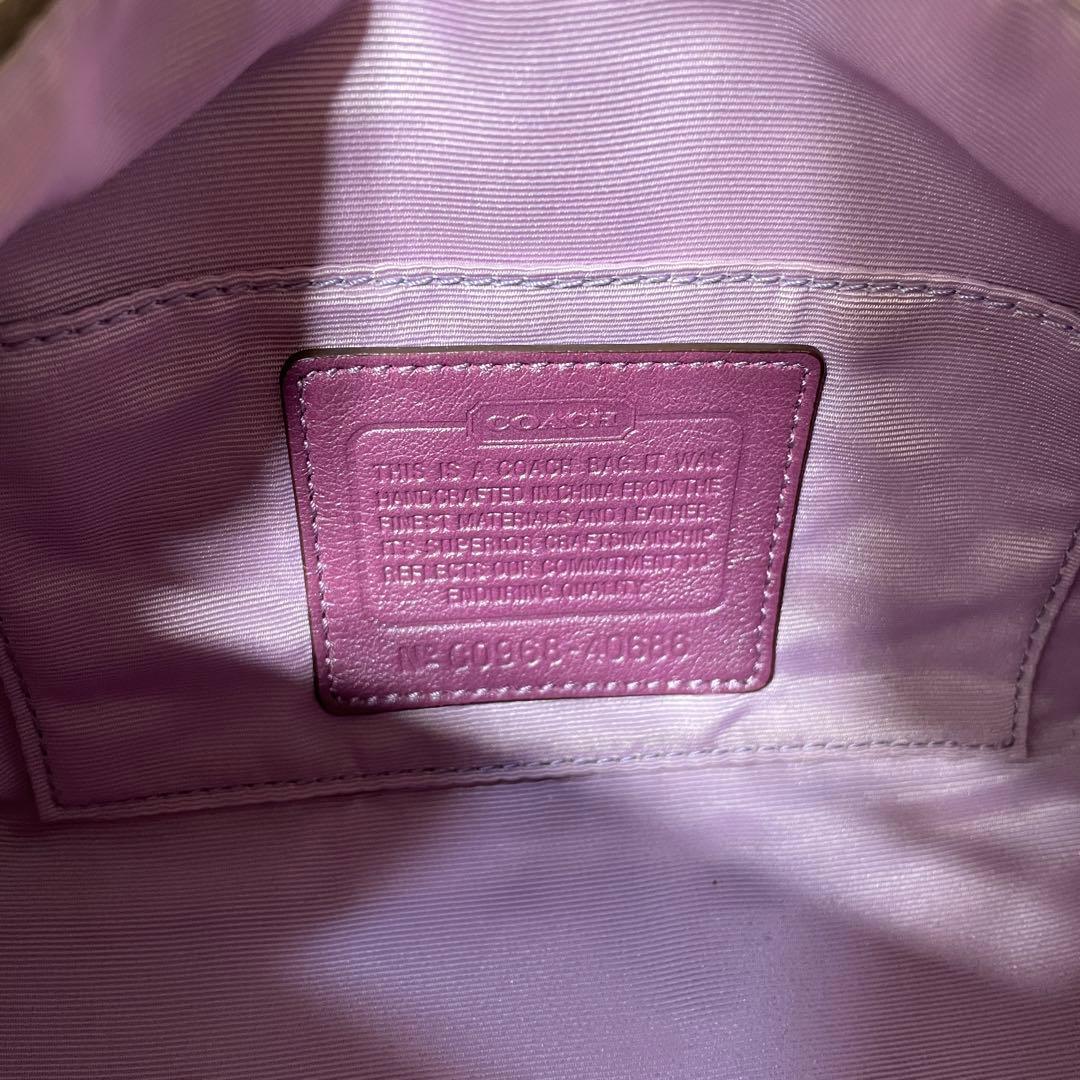 2512-112｜美品｜コーチ シグネチャー マルチポーチ パープル - メルカリ