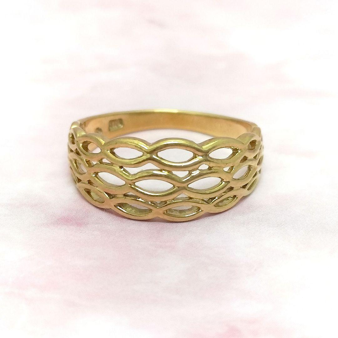 K18 透かしデザイン リング 11号 編み込み レディース指輪 - メルカリ