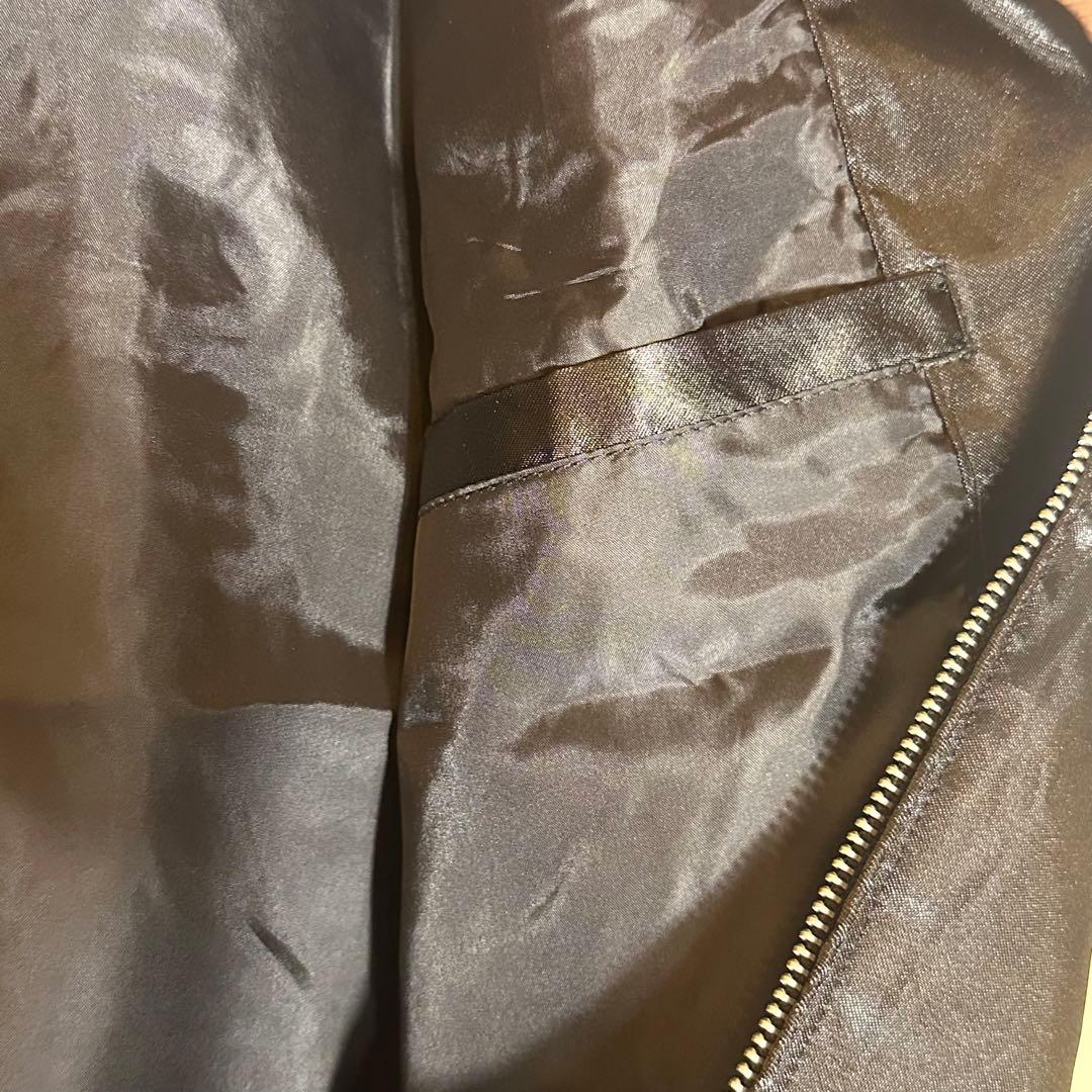 新品未使用】刺繍スカジャン和柄 黒金M〜Lサテン 桜 富士山 五重塔