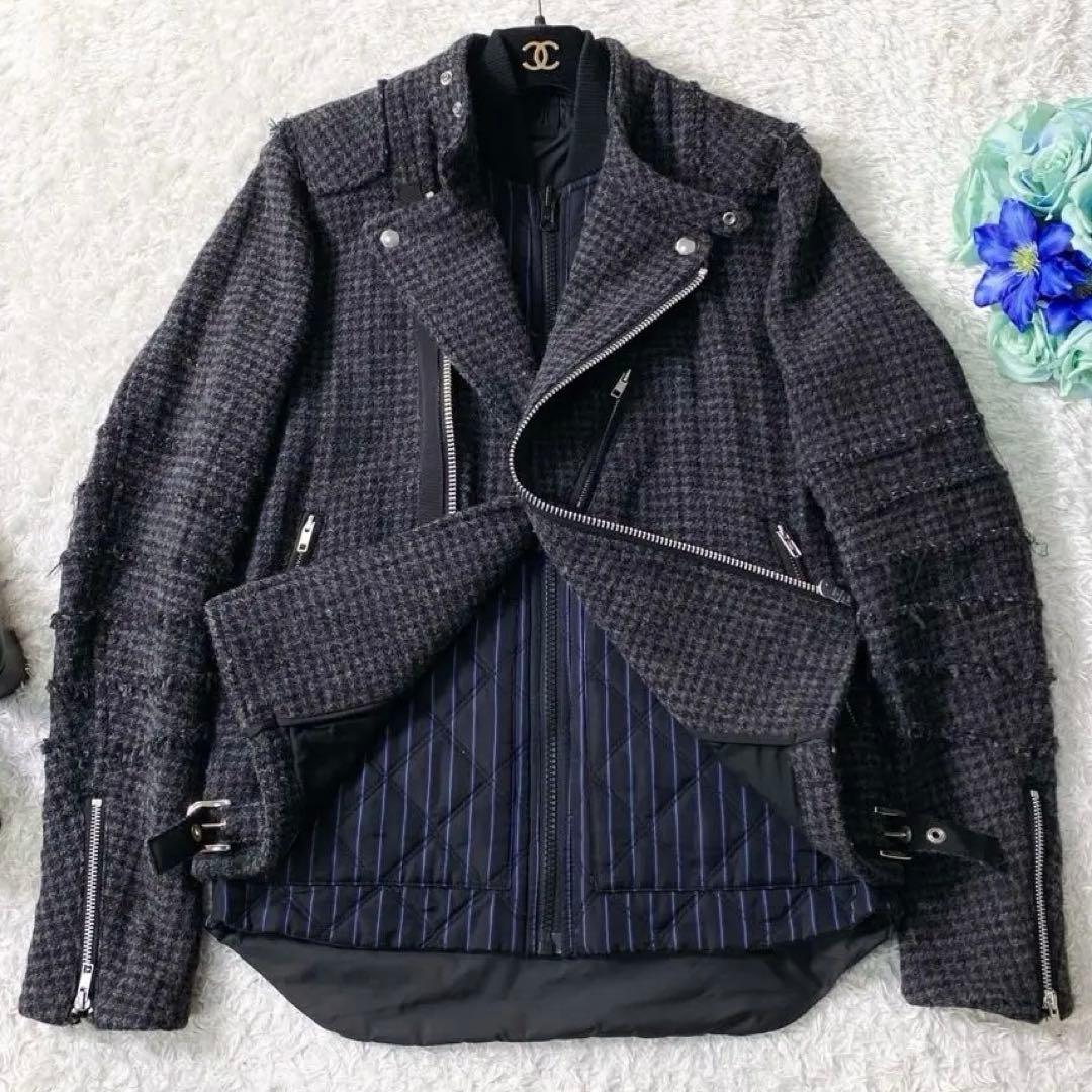 sacai サカイ ウール レイヤード ダブルライダースジャケット ライナー