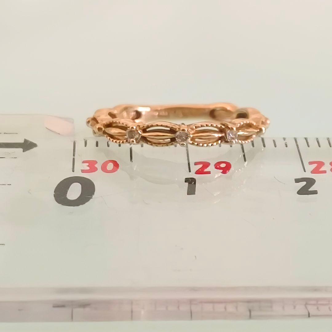 agete K10 YG 透かし ミルグレイン ダイヤモンド リング 1号 - メルカリ