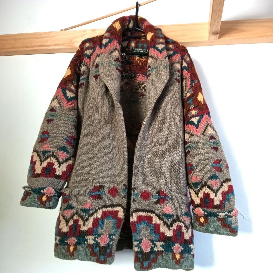 希少 80s POLO COUNTRY ネイティブ カーディガン Mサイズ