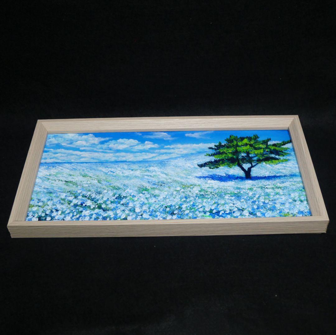 長方形ミニ絵画【ネモフィラの丘】