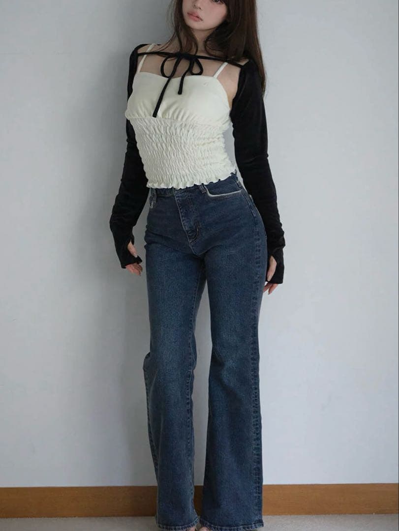 ANDMARY Heart stitch denim navy blue - メルカリ