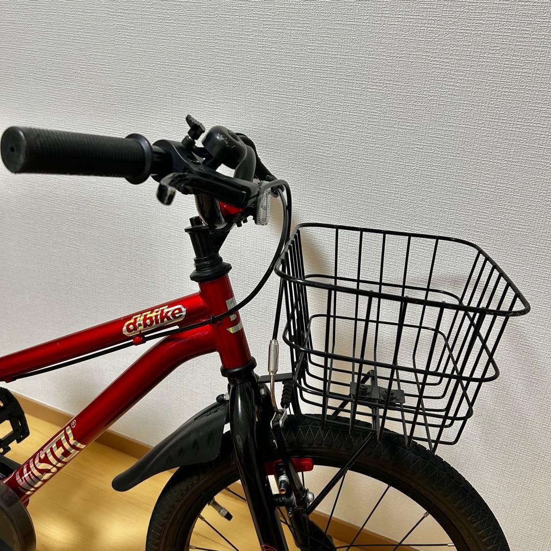 文京区引取り限定】d-bike MASTAR+ 18インチ 赤 前カゴ付き