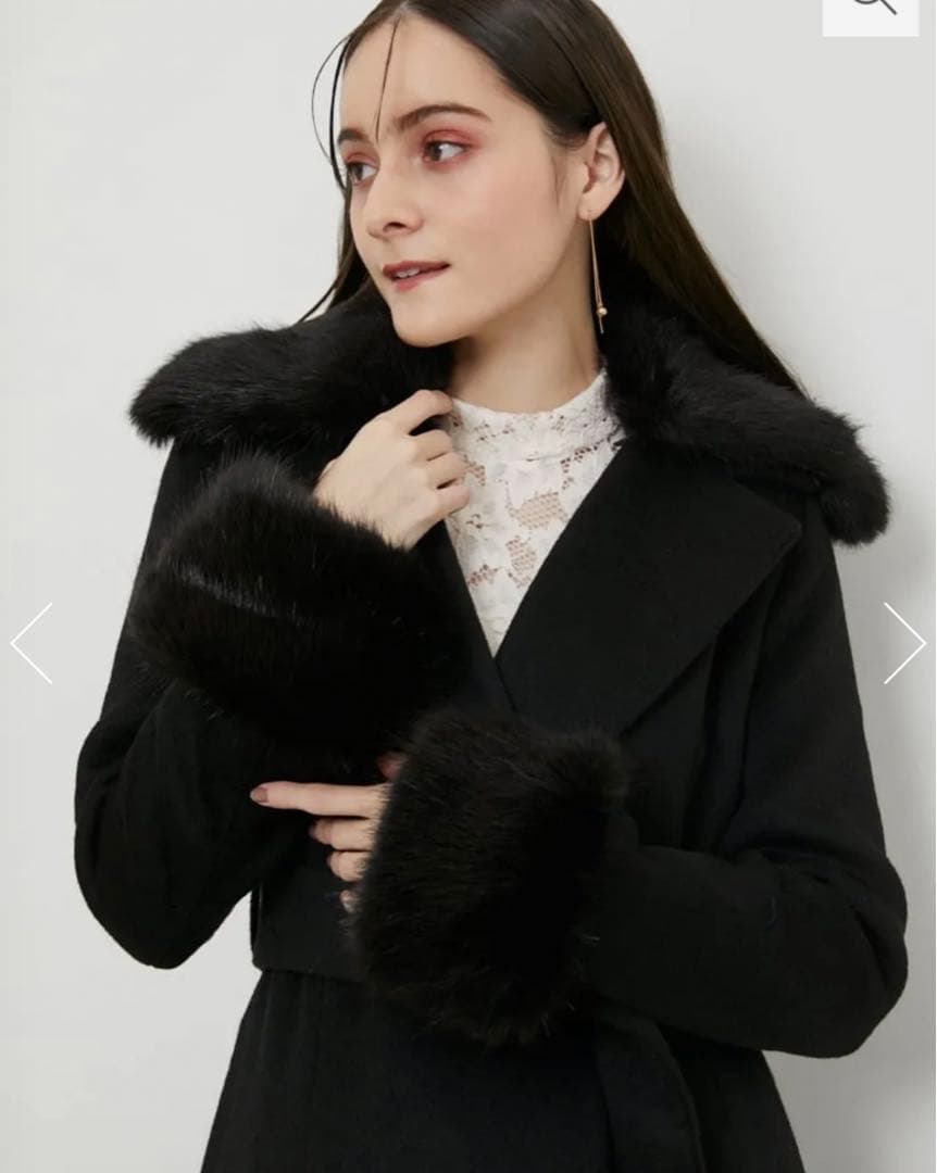 値下げ中☆ ウールMIXドレスロングCT ロングコート ファー rienda