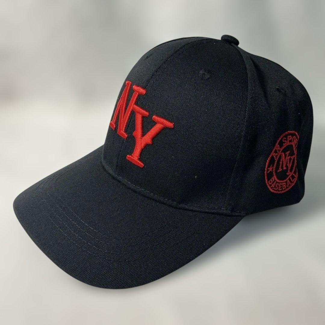 NYロゴ刺繍 ベースボールキャップ 黒 - メルカリ