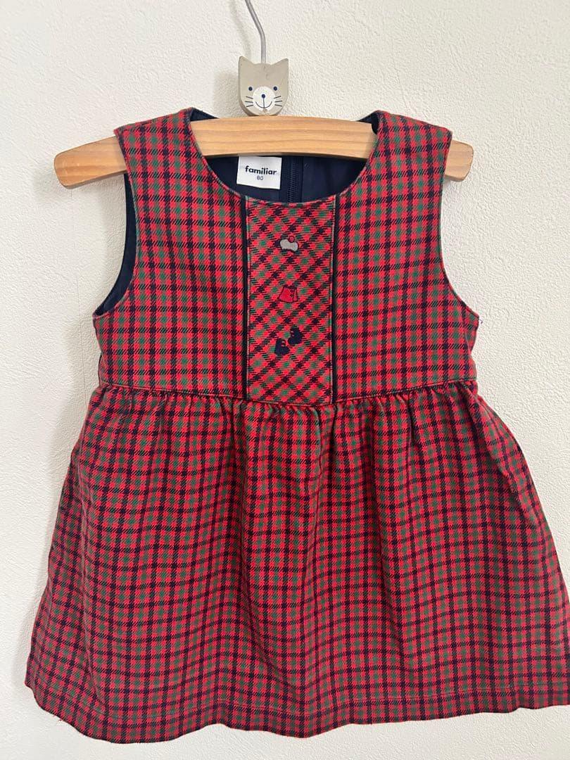 familiar赤と黒のチェック柄ワンピース 80cm familiar⁄ファミリア 定番