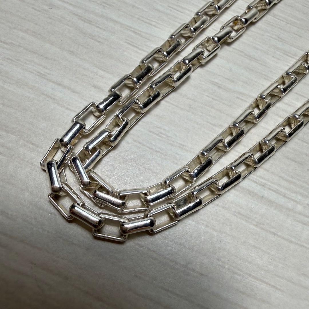 シルバー925 スクエアチェーン ロング ネックレス 重量感