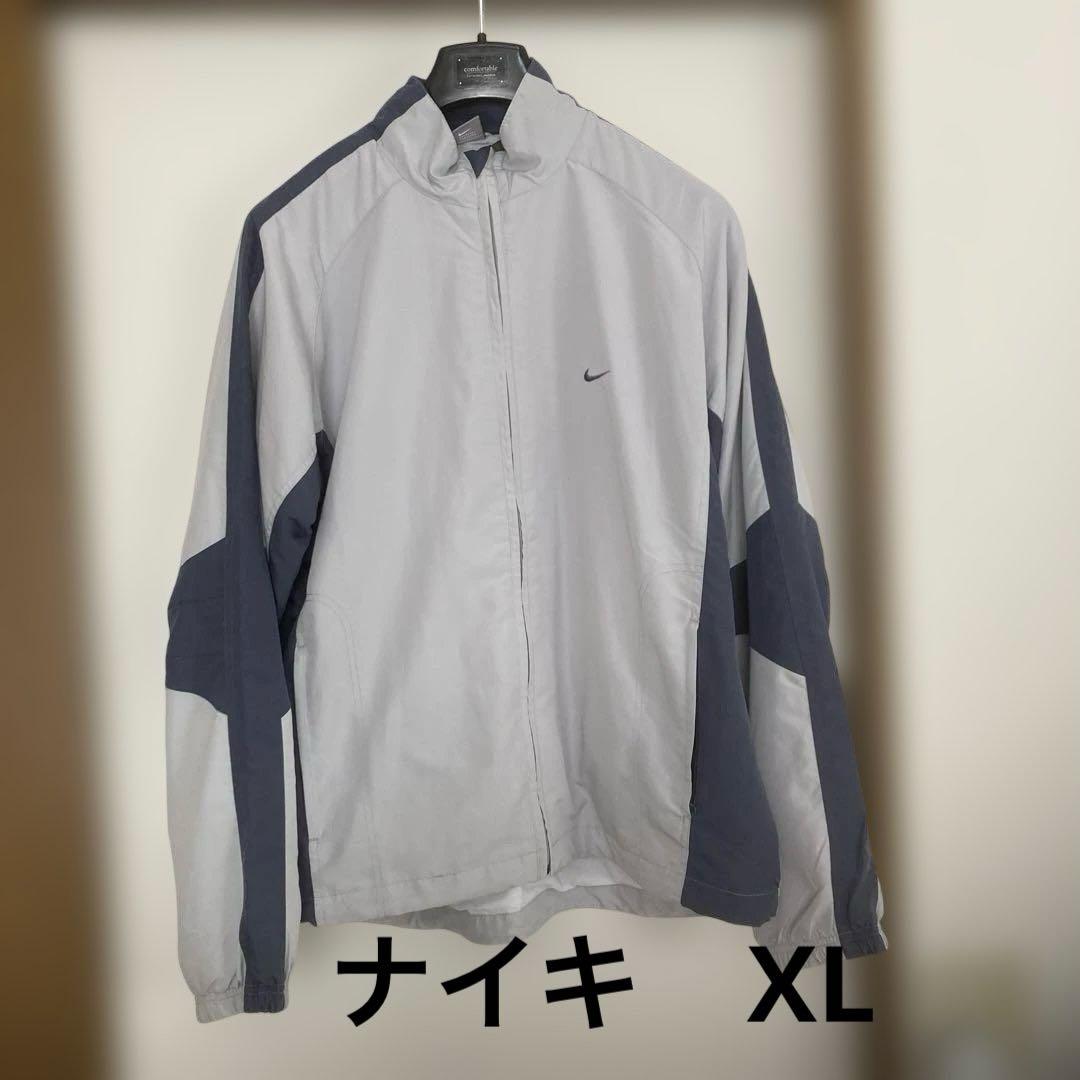 Nike ナイロンジャケット グレー/ネイビー - メルカリ