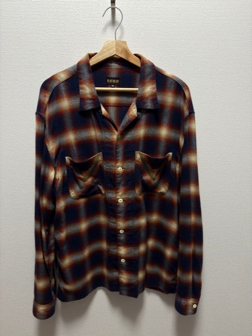 The Flat Head サイズ42 レーヨンオンブレ 開襟シャツ オンブレーチェックシャツ FN-SCR-010S | THE FLAT HEAD