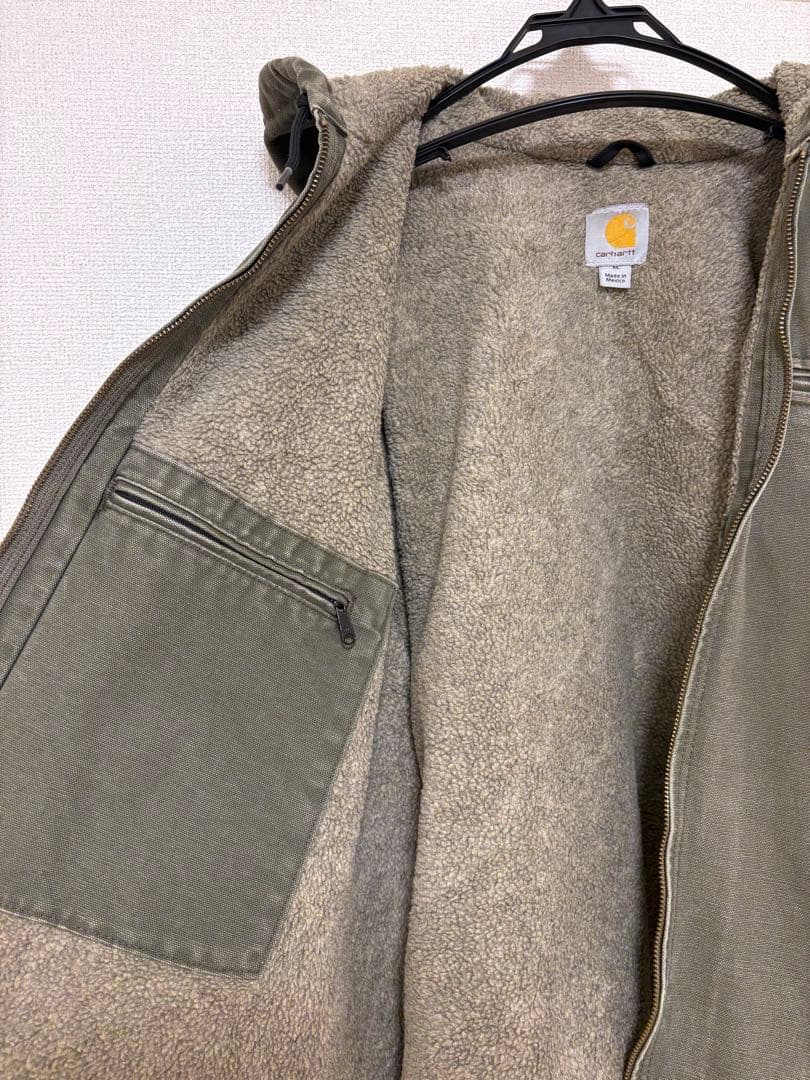 希少最高カラー】カーハート レザーロゴ 裏ボアダックジャケット XL