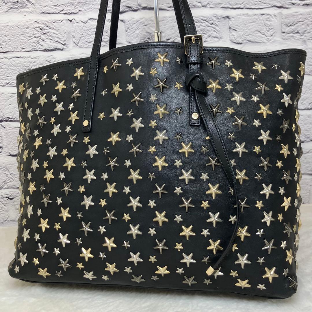 ジミーチュウ✨サシャ スタッズ 星 スター A4 本革 レザー トート