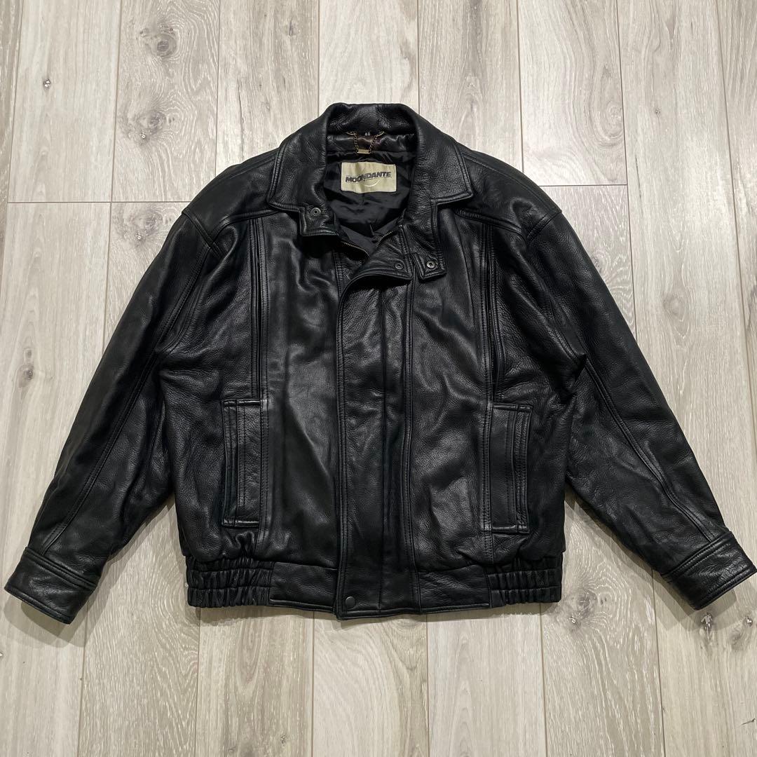 90s MOONDANTE 本革 短丈 レザージャケット ボンバージャケット L
