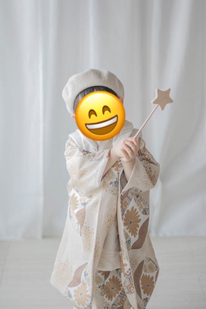 utatane ひよこ商店 七五三 3歳男の子 被布 クリーム金彩×エクリュ七宝