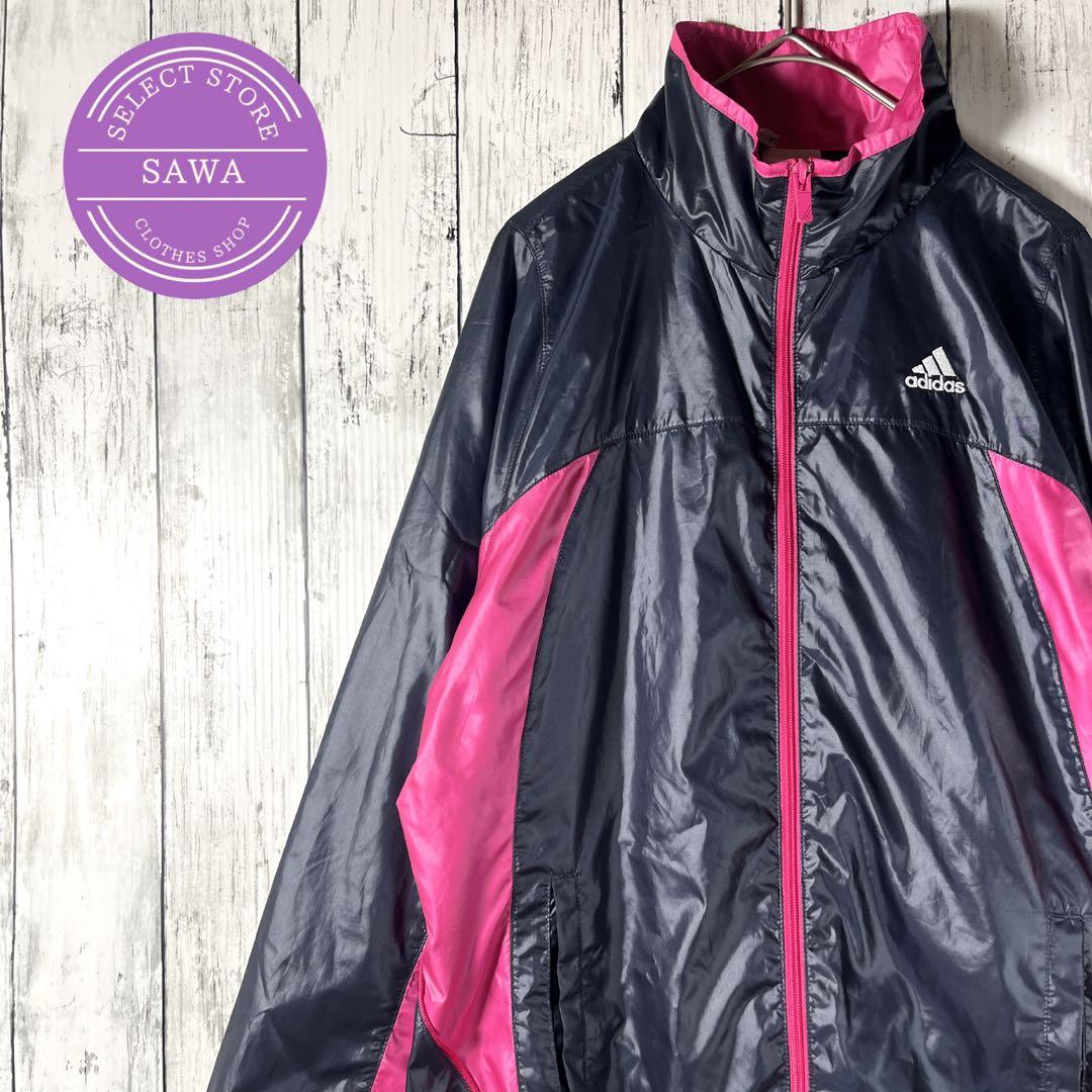 アディダス ウインドブレーカー クリマプルーフ ネイビー ピンク M