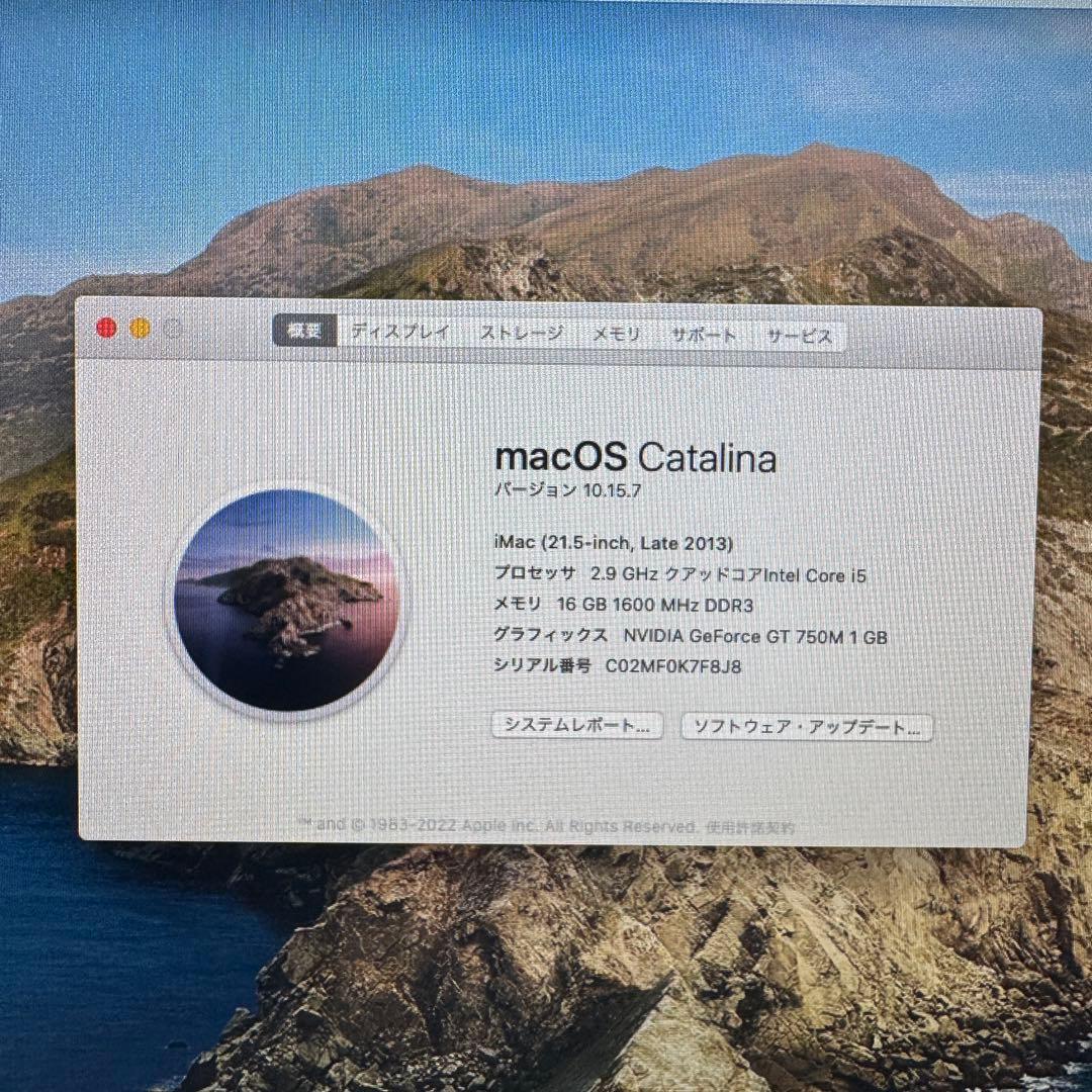 Macデスクトップ iMac 21.5in 16GB 1TB 2.9Ghz Late 2013