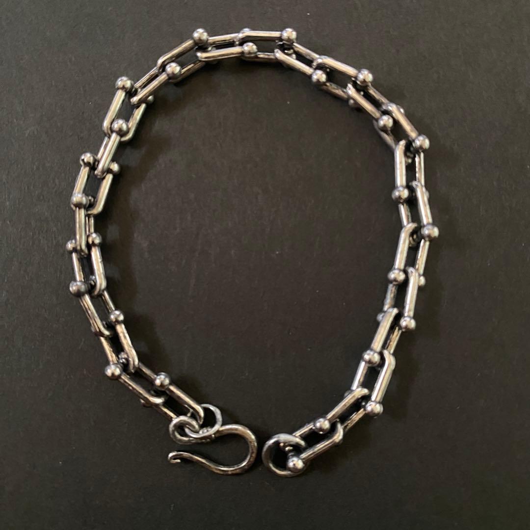 US ヴィンテージ ハードウエア チェーンブレスレット シルバー925 ハードウェアブレスレット☆シルバー925☆1コマ22mm☆ ブレスレット