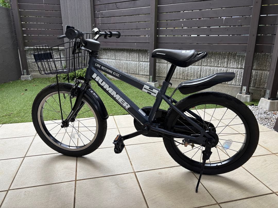 『引き取り限定』 HUMMER キッズ自転車 ブラック バスケット付き HUMMER KIDS （ハマーキッズ） 16インチ