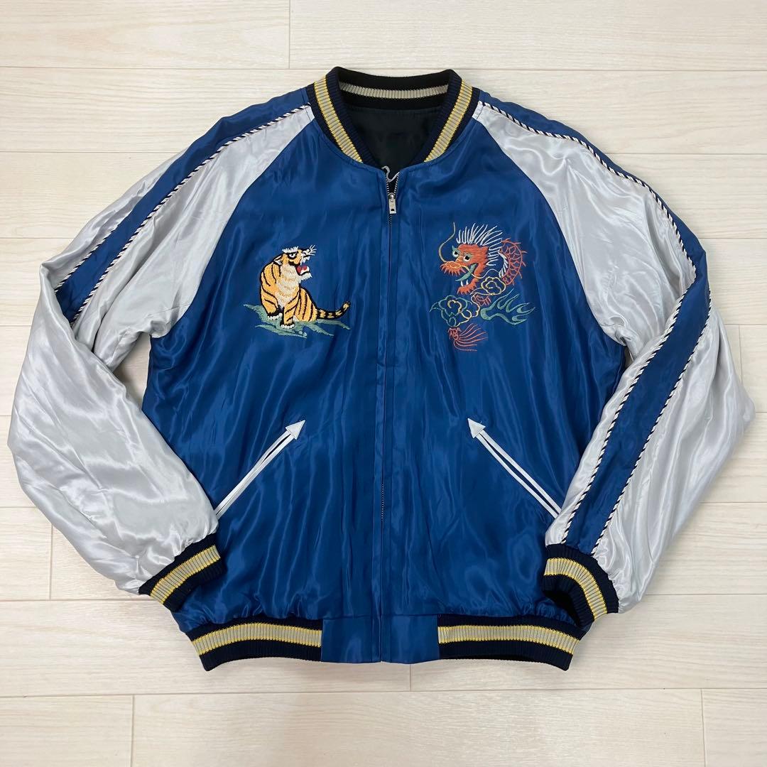 TAILOR東洋 ヒノヤ別注 舞妓 イーグル 刺繍 スカジャン 青 黒 L