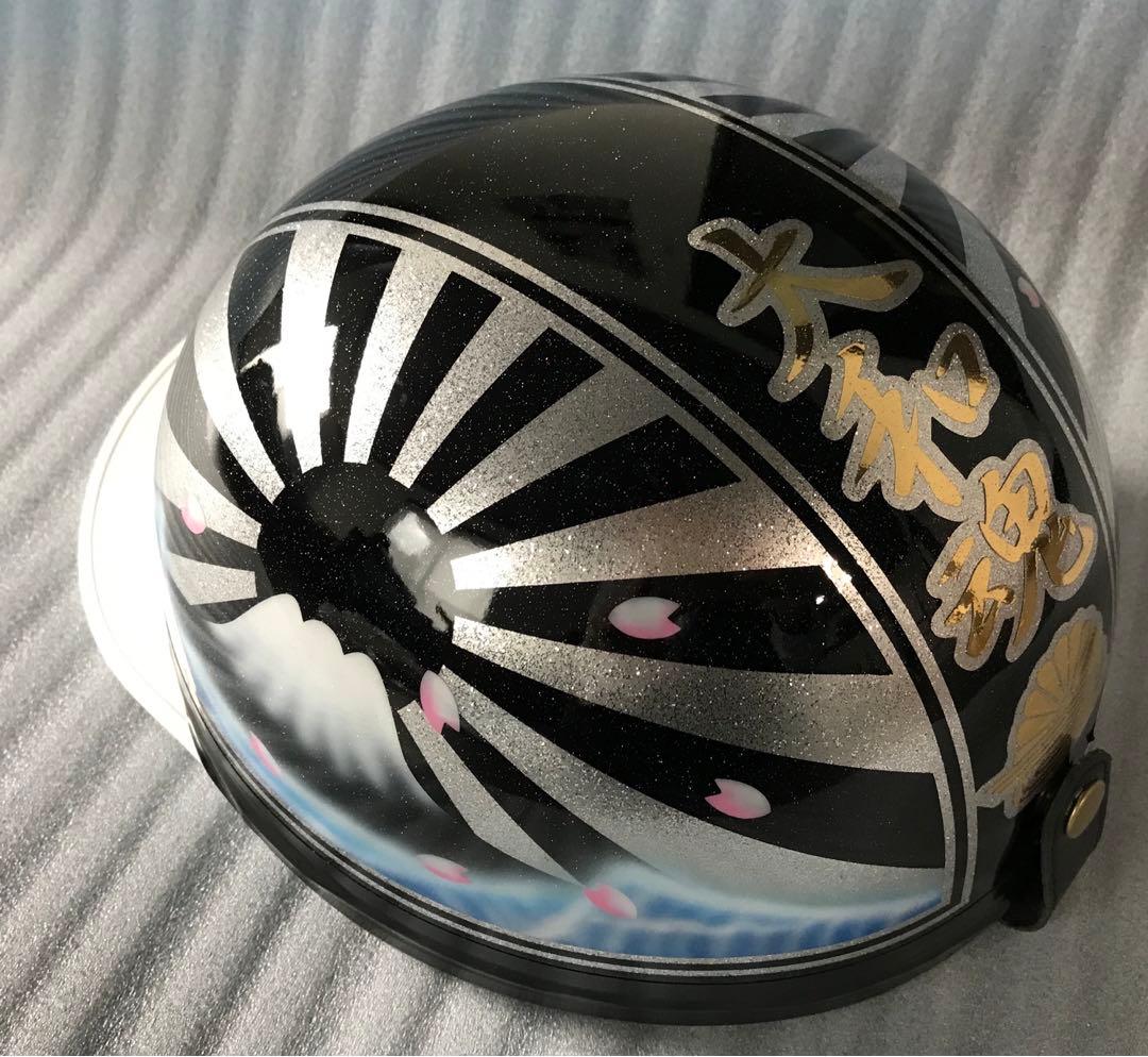 七色ラメ 富士日章 コルク半 ヘルメット 三段シート ロケットカウル 旭