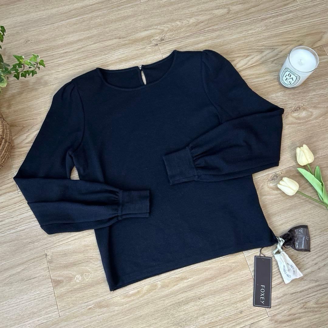 FOXEYレディスタンダード42カシミヤシルクニットトップス ミッドナイト