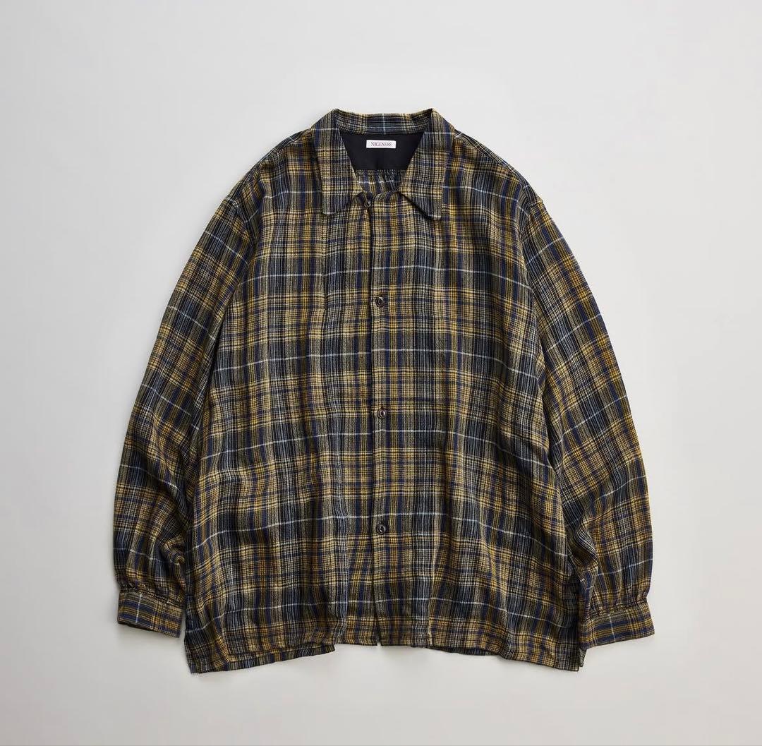 NICENESS THOM OPEN COLLAR JACKET SHIRT - メルカリ