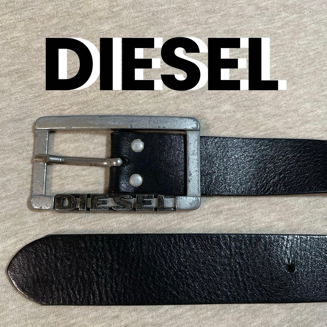 DIESEL ディーゼル ベルト レザー バックル ロゴ ブラック 90 - メルカリ