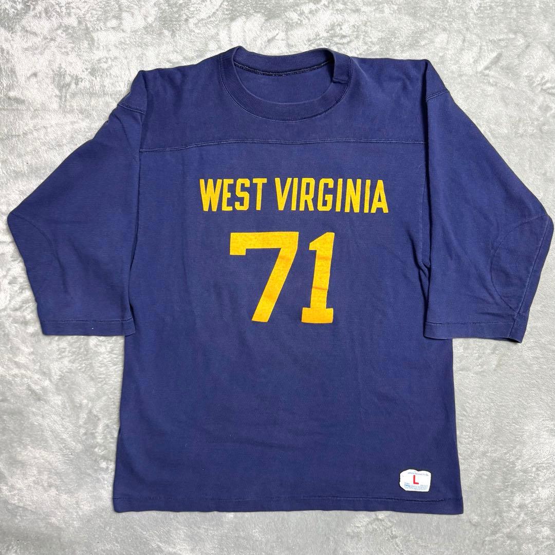 70s champion フットボールTシャツ NAVY USA製 ナンバリング - メルカリ