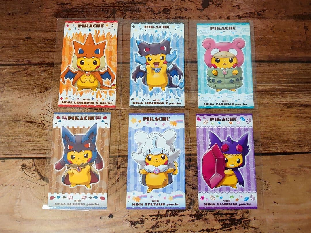 メガキャンペーン 第1弾 名刺カード 6種 ピカチュウ メガシンカ ポンチョ ② 匿名配送｜ポケセン限定 非売品 メガシンカポンチョのピカチュウ 名刺