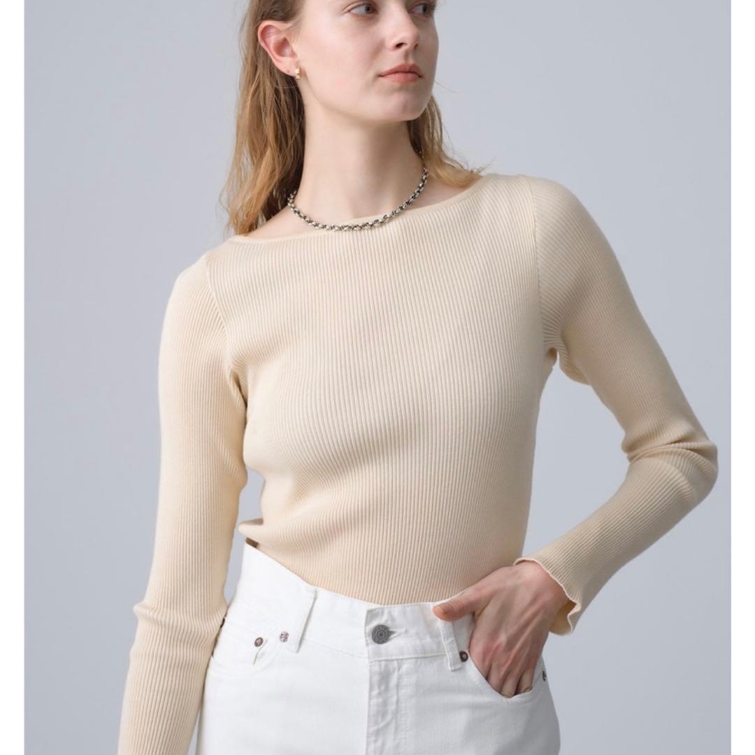 オーラリー ロンハーマン ギザボートネック リブニット プルオーバー