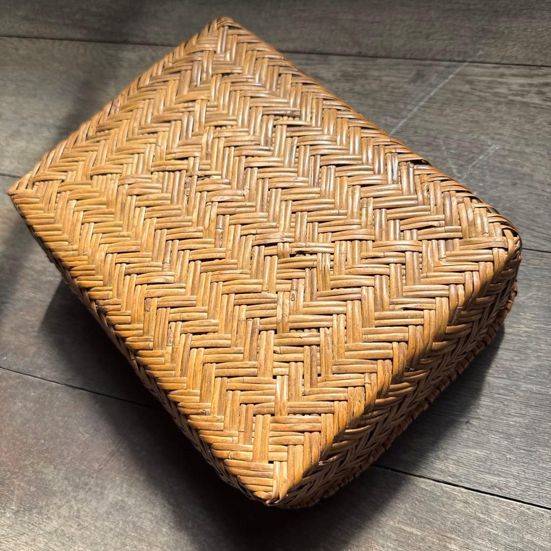 古い 竹編み行李 収納ケース 文箱 小物入れ - メルカリ