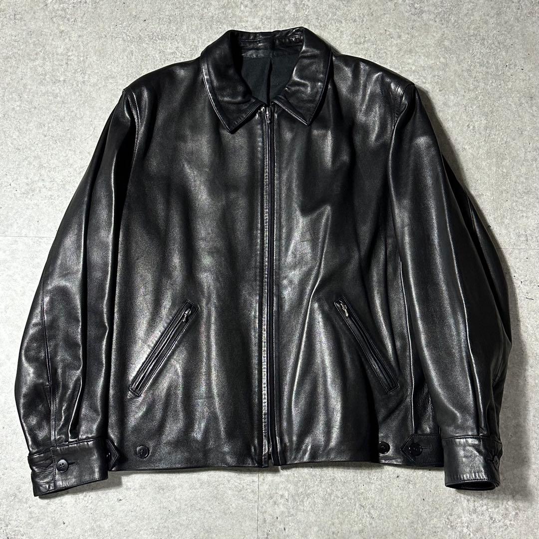 90s 美品 agnes b homme レザージャケット ブルゾン - メルカリ