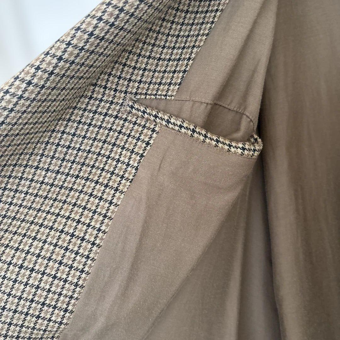 AURALEE ガンクラブチェック、ステンカラーコート 茶ベージュ系