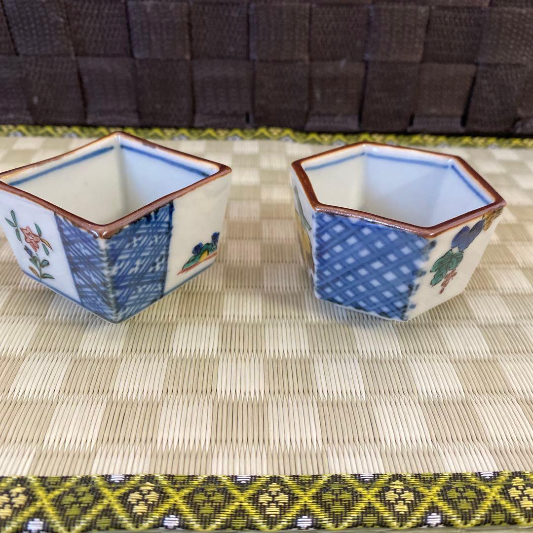 宮本忠夫作　倣古九谷　角銚子・泰山造　倣古九谷　酒盃　九谷焼