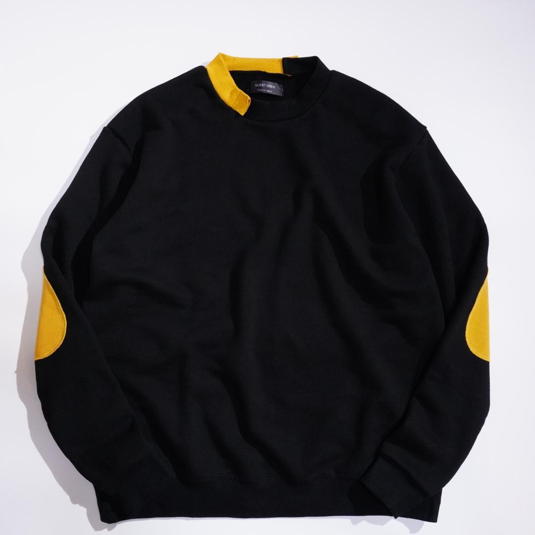 新品 ツートン リメイク スウェット トレーナー イエロー スニーカー 黒　黄色 空紡糸裏毛 CRAZY切替クルースウェット (MENS)｜ファッション通販