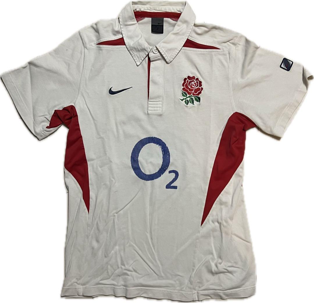 NIKE ラグビーシャツ イングランド代表 used O2 刺繍ロゴ 薔薇 - メルカリ