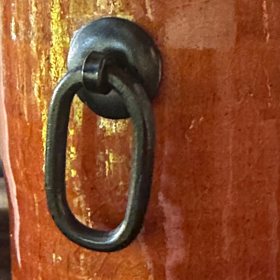 2155様感謝‼️KUTANI飴色人間国宝十代長左衛門未使用飴釉筒形掛花入桐