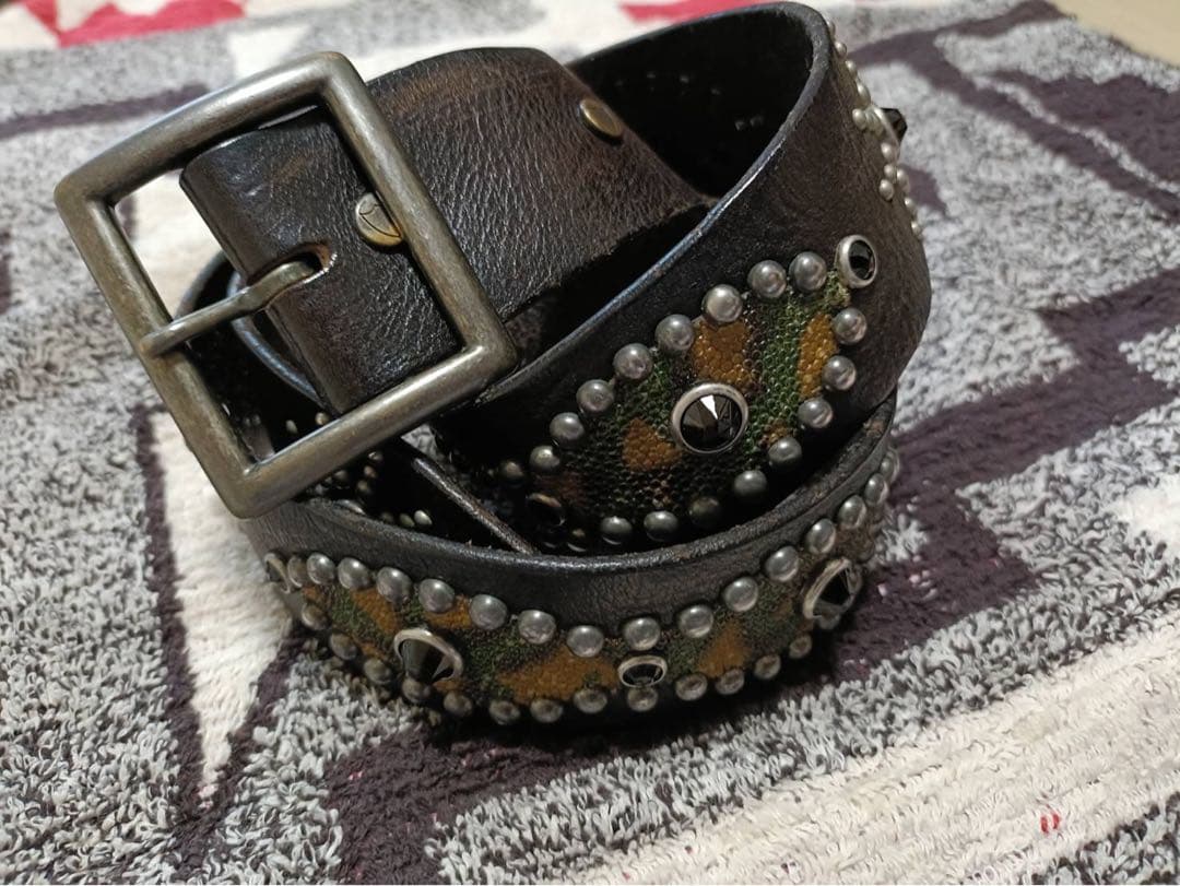 34/HTC-アメリカ製 ピーナッツ スタッズベルト超希少カモ柄_フル